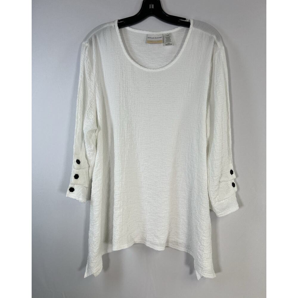 Alfred Dunner White Textured Tunic Top Long Sleeve Plus Size 20W